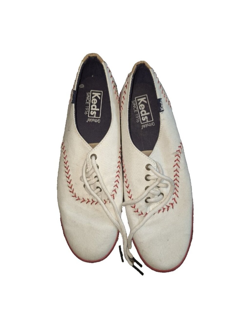 Keds Ortholite Kickstart Cream Baseball Stitch Sneakers Size 7.5
